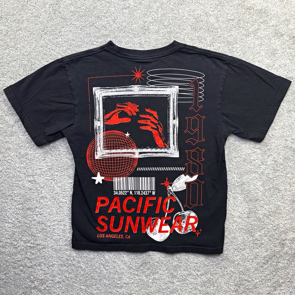 PacSun Graphic Art Prgm T-Shirt Mens Small Black Y2K Grunge Retro LA Tee Shirt